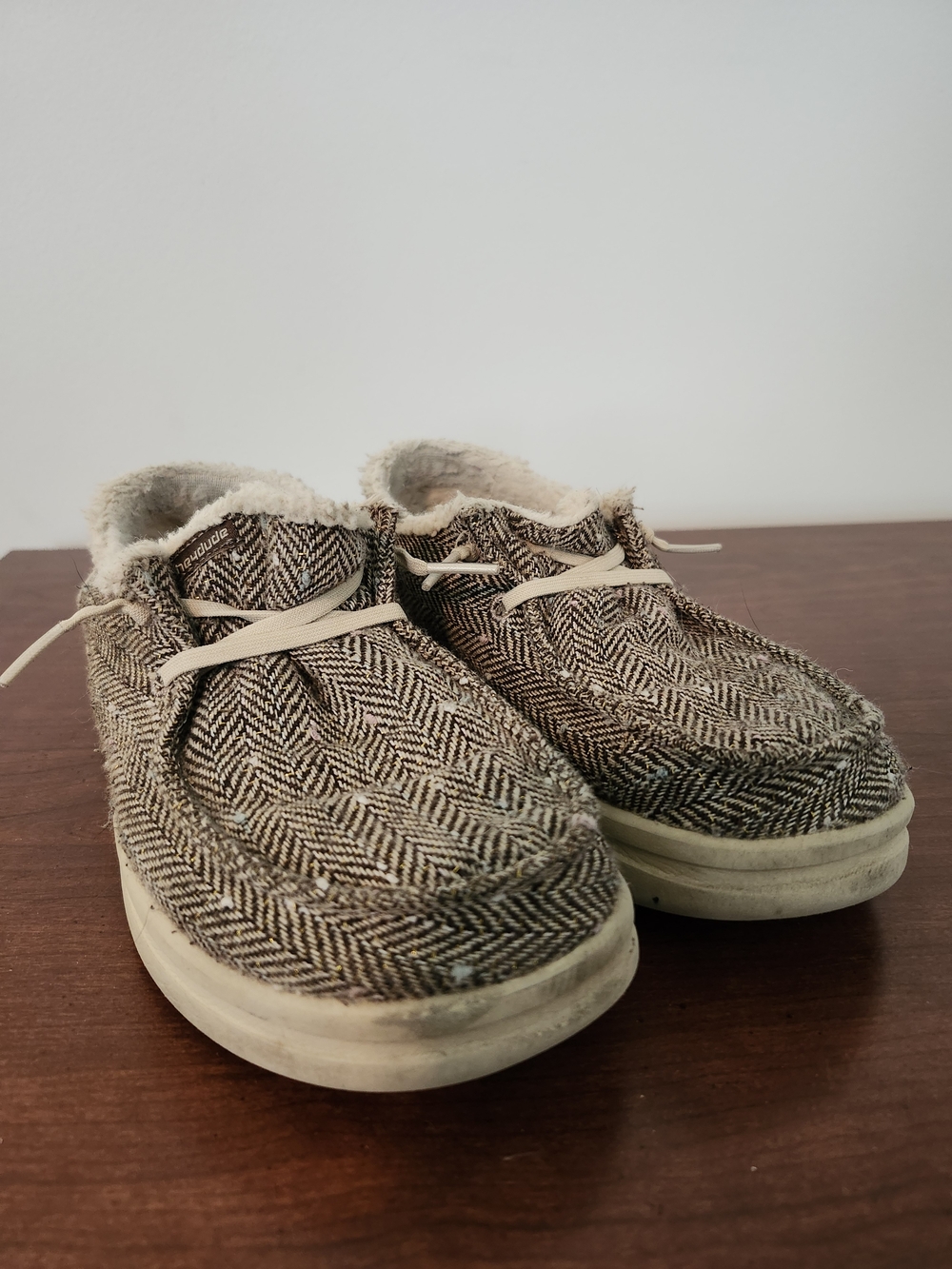 Hey Dude Wendy Sparkle Faux Fur Slip On Shoes